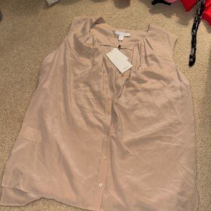 Hugo boss button down tank blouse medium NWT beige